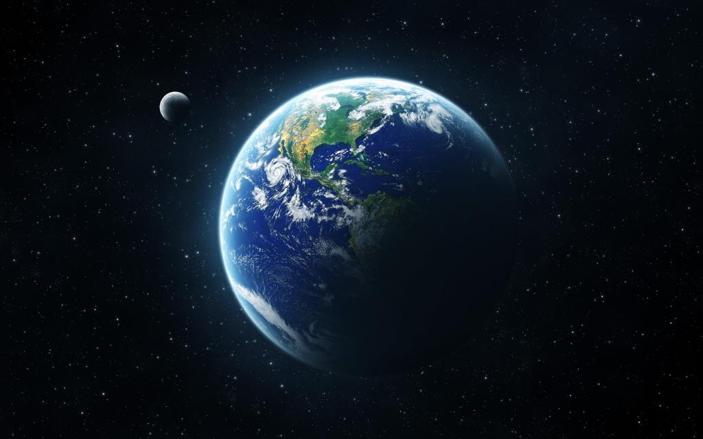 地球和月亮的Mac壁纸