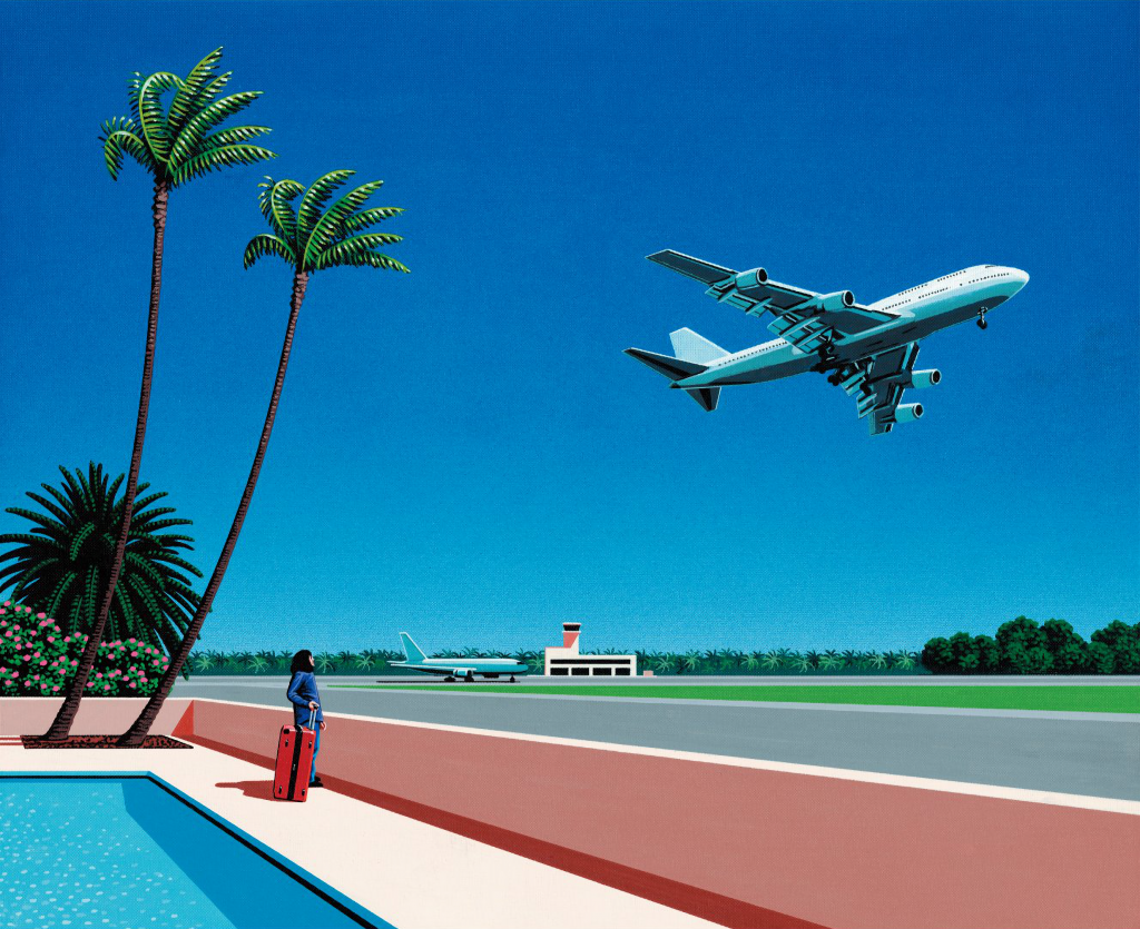 飞机场周边景色设计插画
