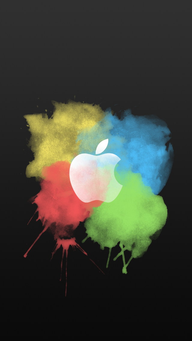 油漆刷颜色飞溅苹果商标黑暗的iPhone 5墙纸