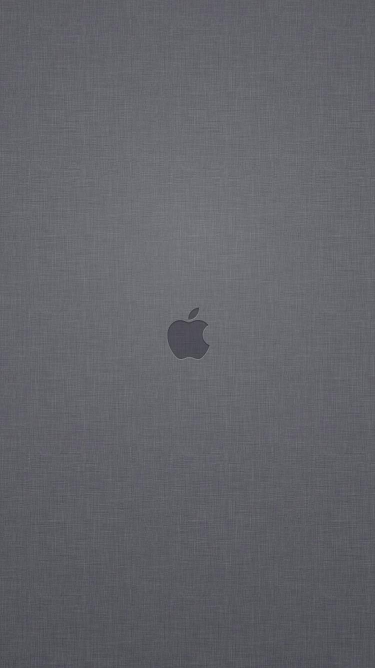苹果徽标灰色亚麻纹理背景iphone 6壁纸 图片 Ios桌面