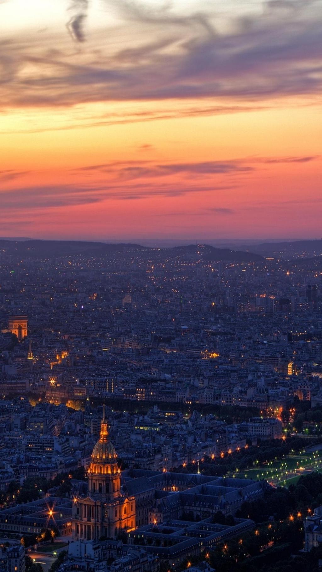 日落美丽的巴黎iPhone 6 Plus高清壁纸