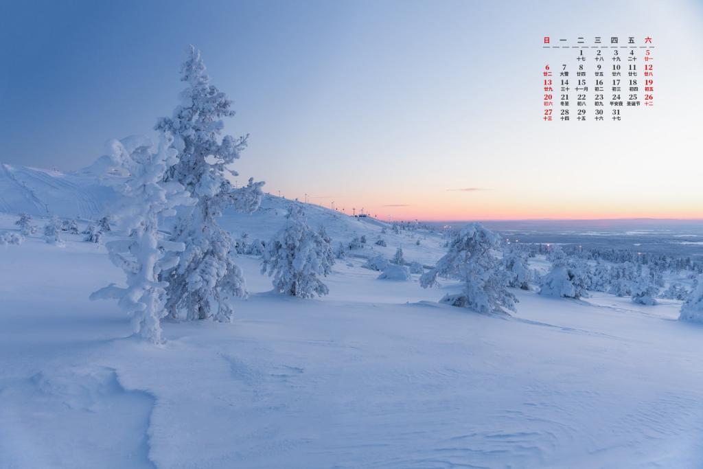 2020年12月优美雪景风光日历