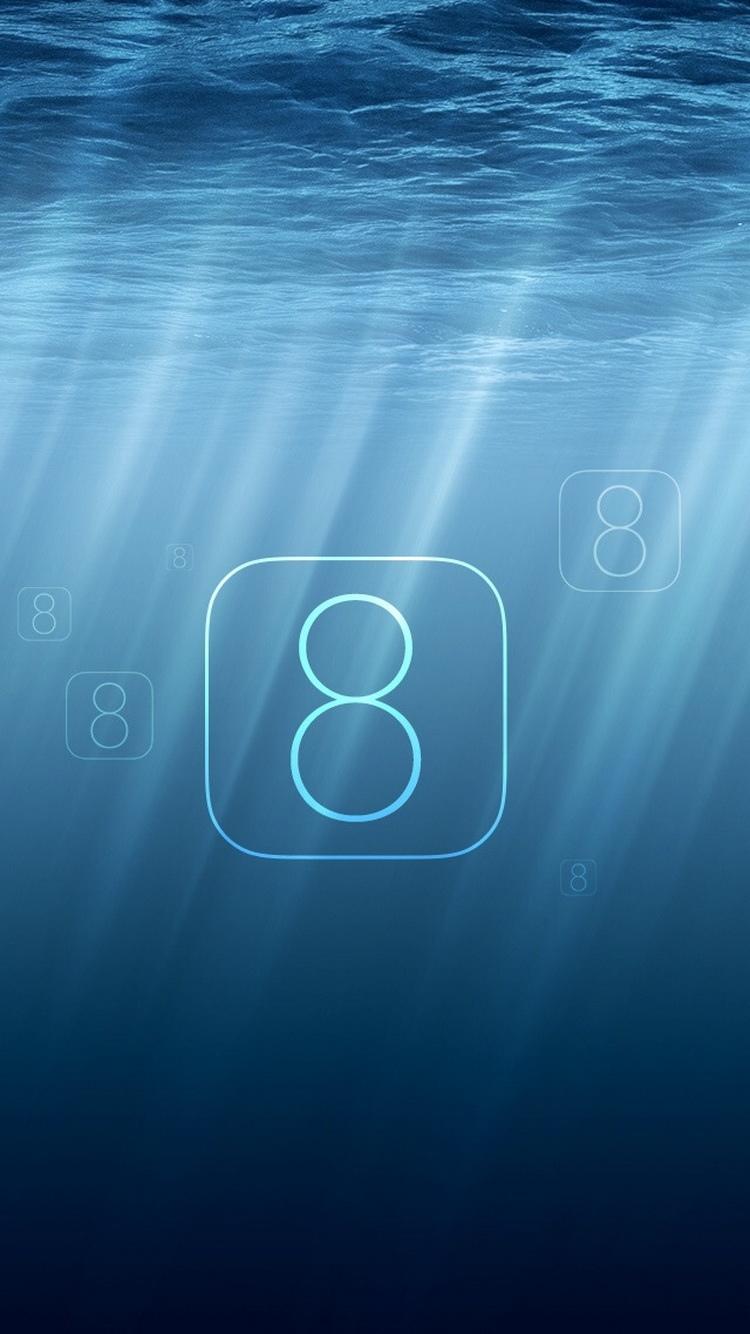 海洋阳光iOS 8文字标志iPhone 6壁纸
