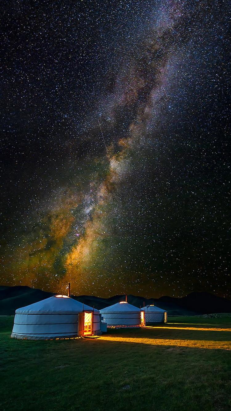 蒙古包Yurt银河星星iPhone 6壁纸
