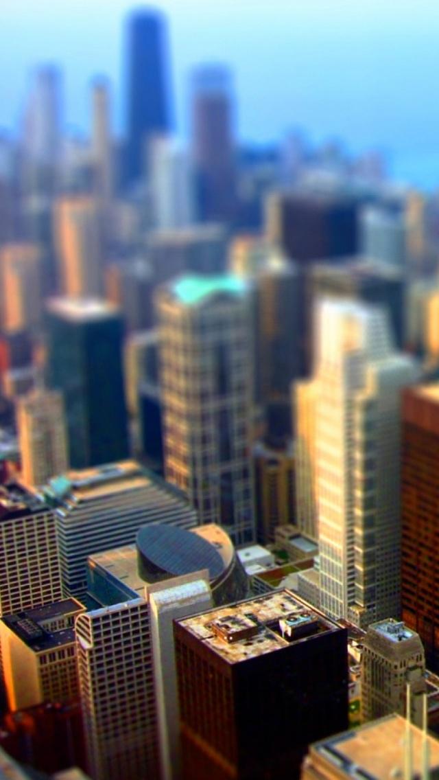 芝加哥建筑建筑微型倾斜移动iPhone 5壁纸