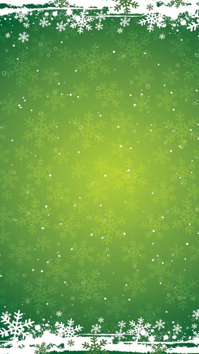 绿色背景上的雪花冬季iPhone 5壁纸