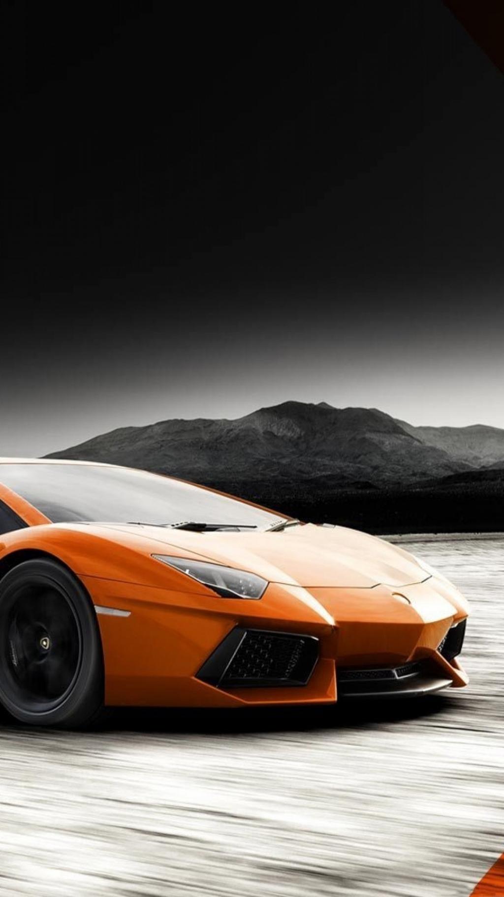 兰博基尼Aventador橙色灰色沙漠iPhone 6 Plus高清壁纸
