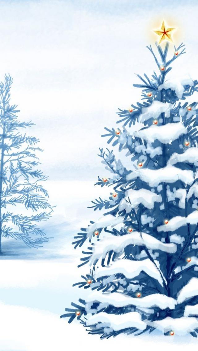 圣诞树与明星iPhone 5壁纸