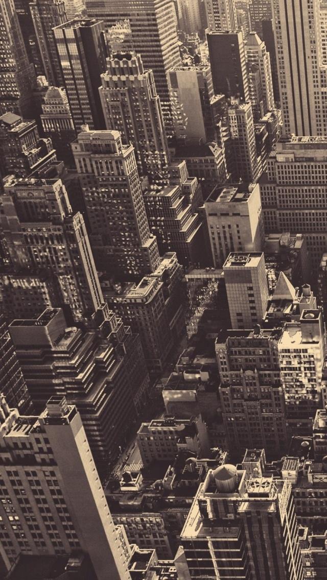 复古纽约市鸟瞰图iPhone 5壁纸