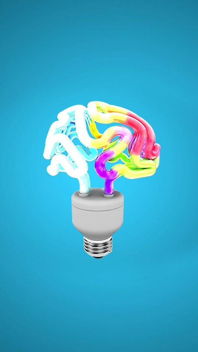 多彩的人类大脑灯泡形状图iPhone 5壁纸