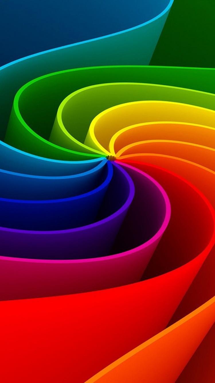 3D抽象五颜六色的彩虹漩涡iPhone 6壁纸