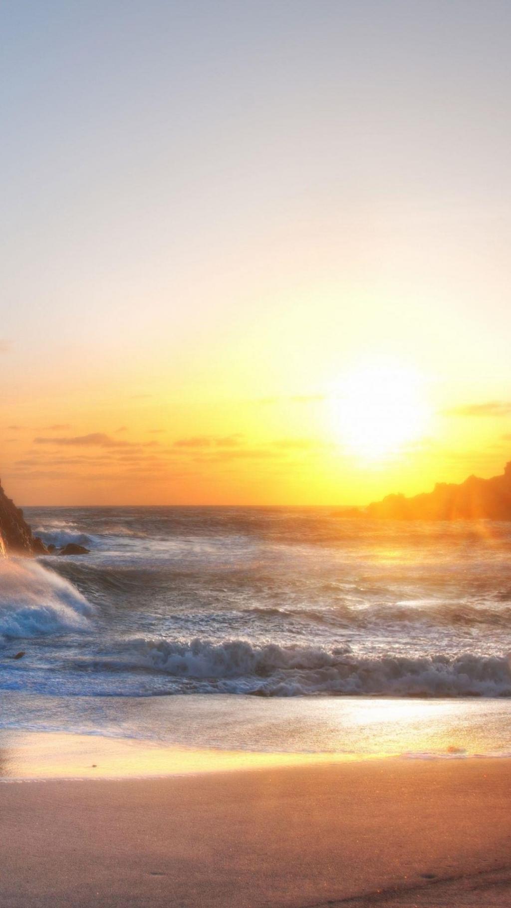 粗糙的海滩闪耀的太阳iPhone 6 Plus高清壁纸