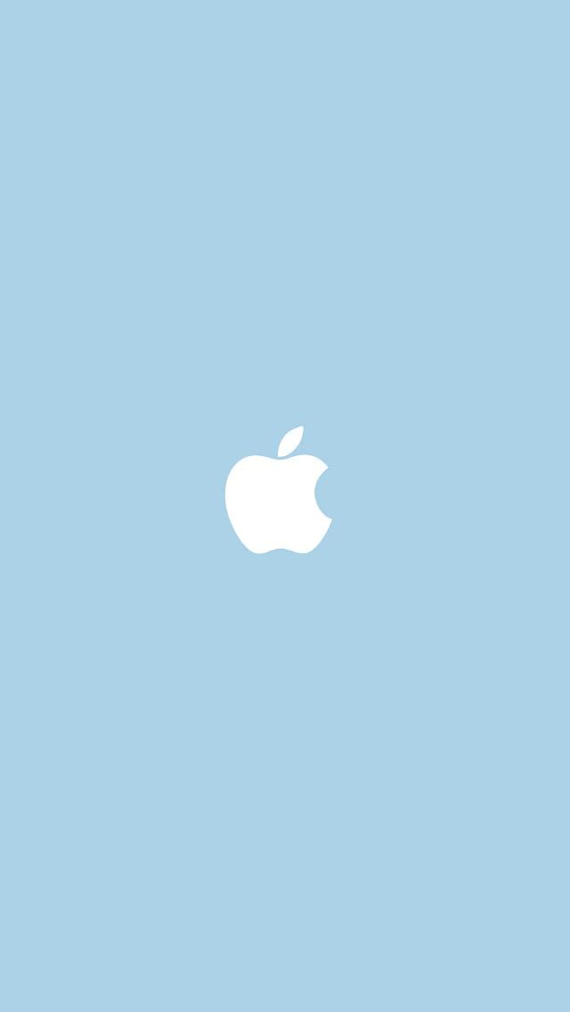 苹果徽标婴儿蓝色背景简单的平面插图iPhone 5壁纸