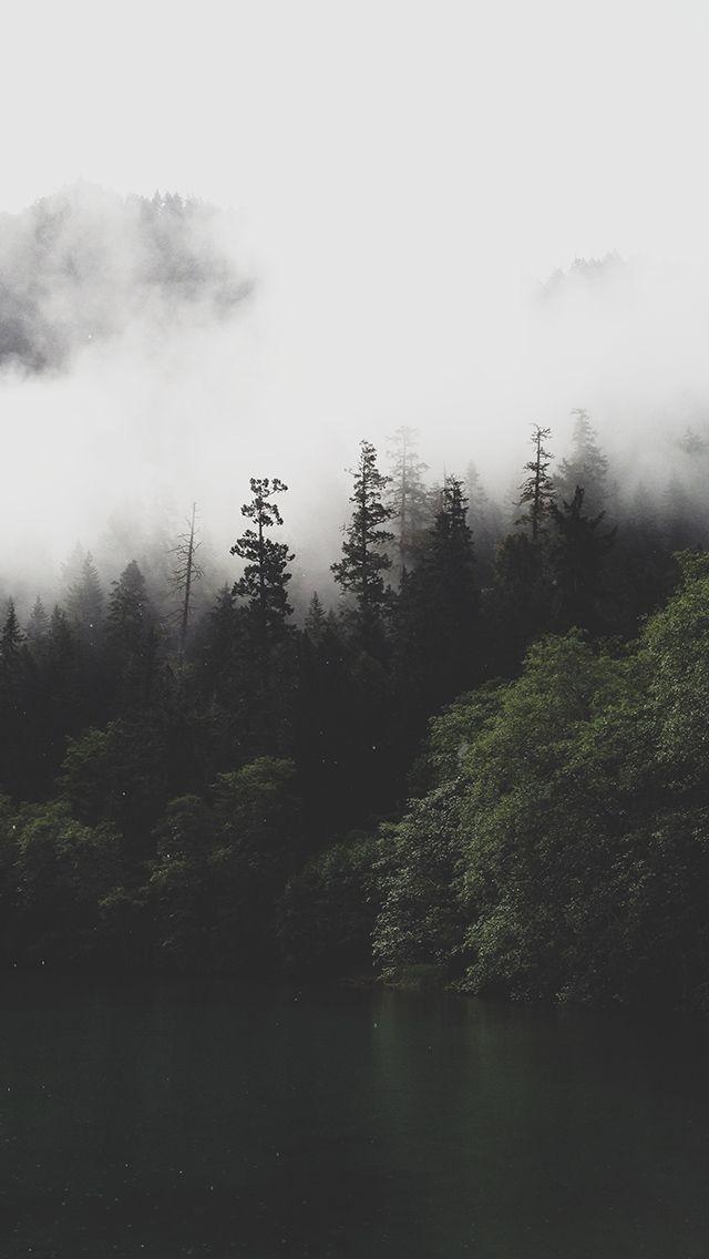 山森林湖薄雾iPhone 5壁纸