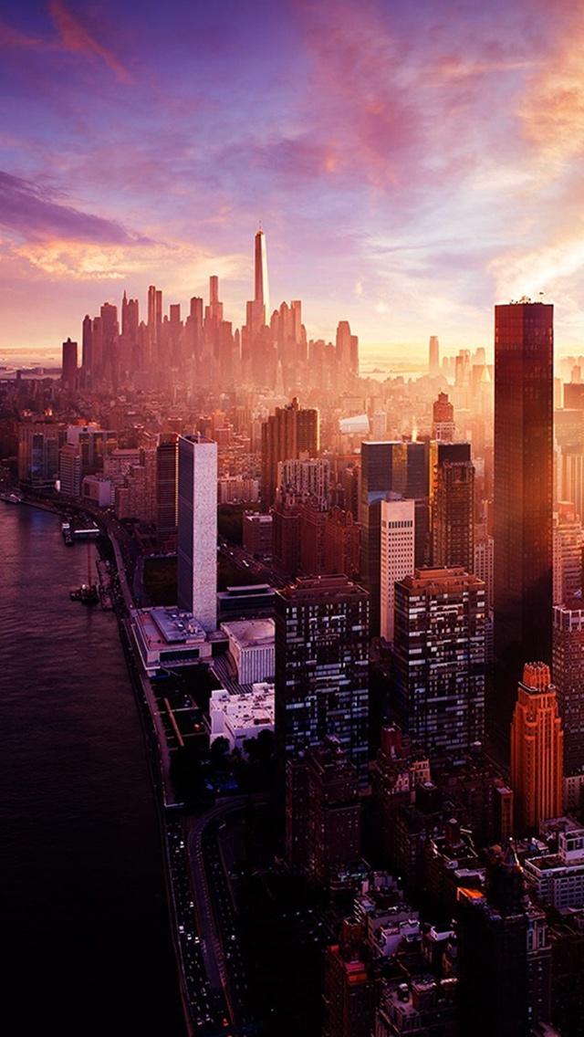 纽约日落城市天际线iPhone 5壁纸