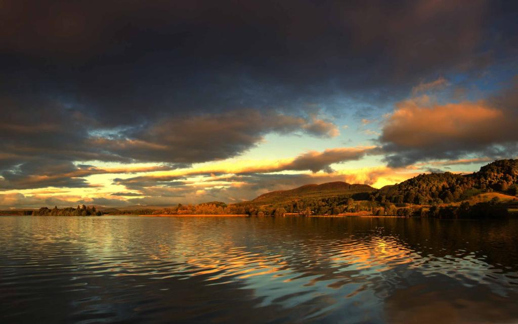 Menteith Mac壁纸湖上的日落