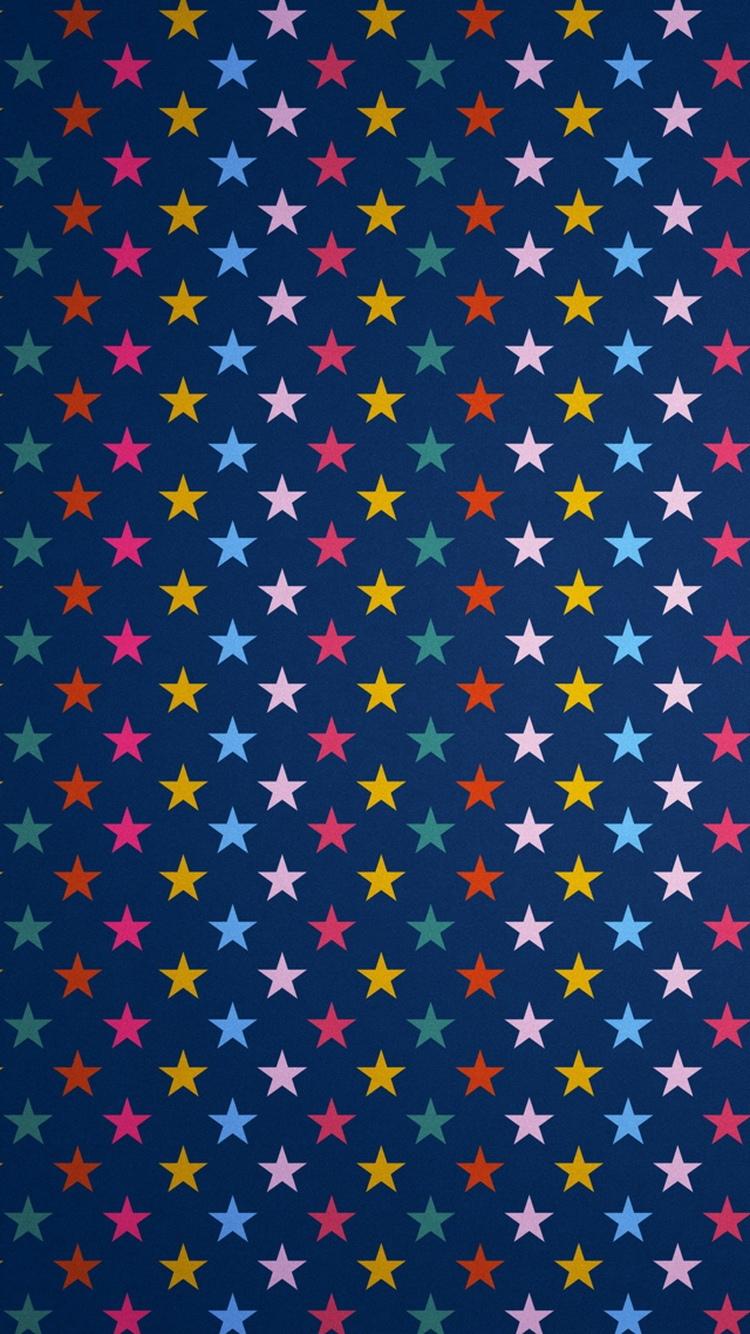 五颜六色的星星图案模式iPhone 6壁纸