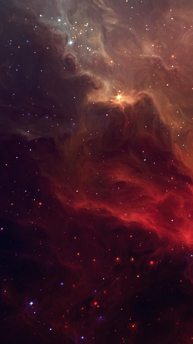 红色银河星云iPhone 5壁纸