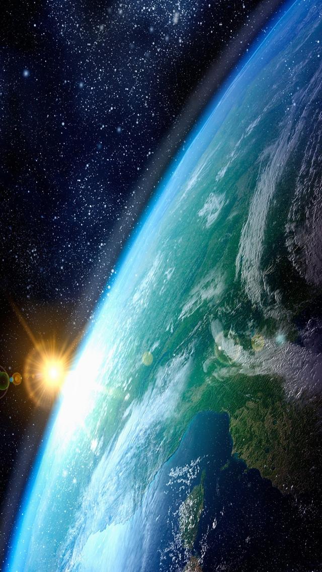 从太空iphone 5壁纸的地球日出 图片 Ios桌面
