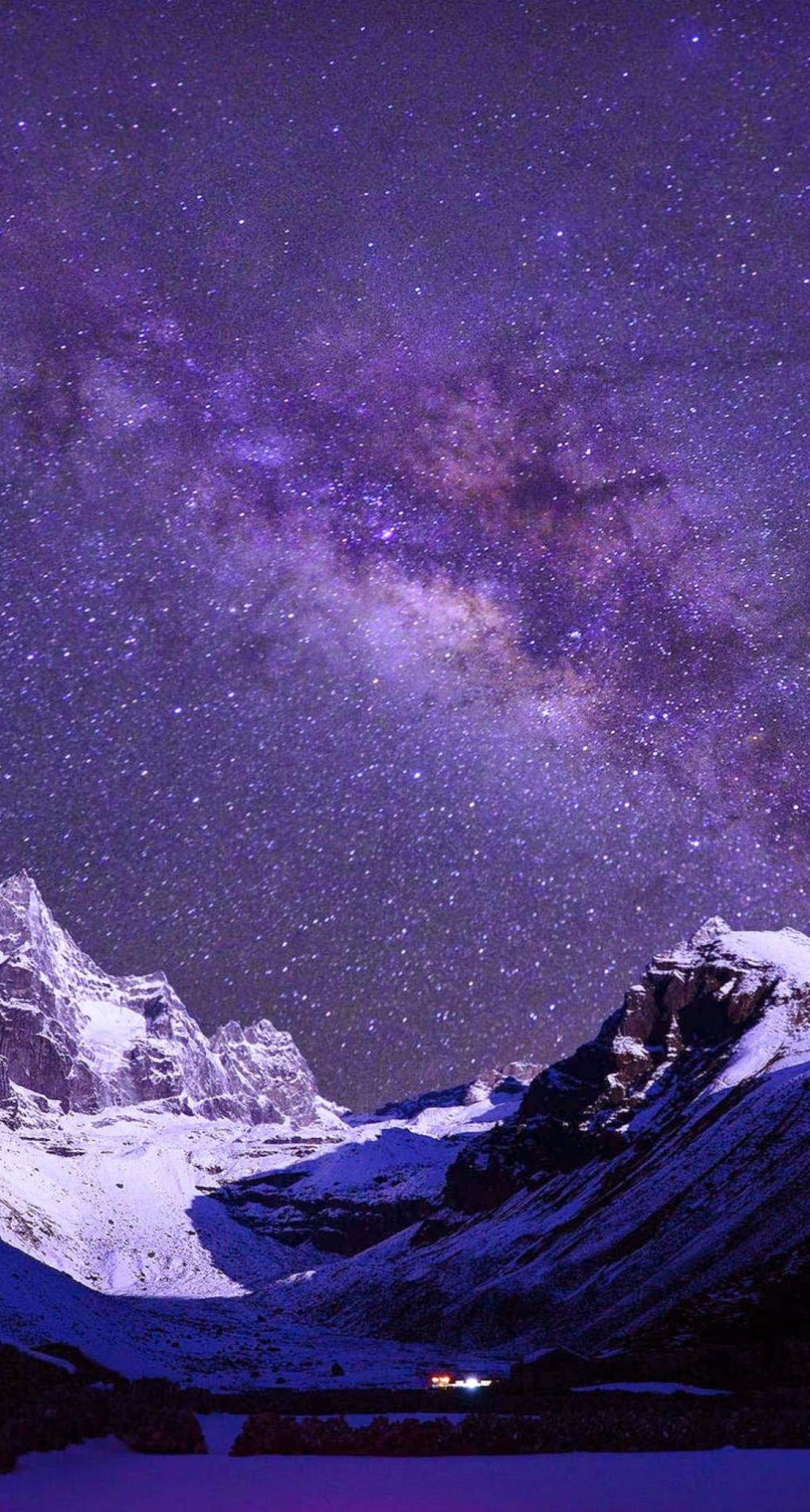 银河在雪山iPhone 6加高清壁纸