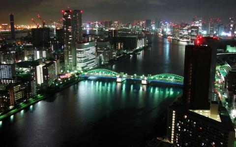 东京全景市夜间Mac壁纸
