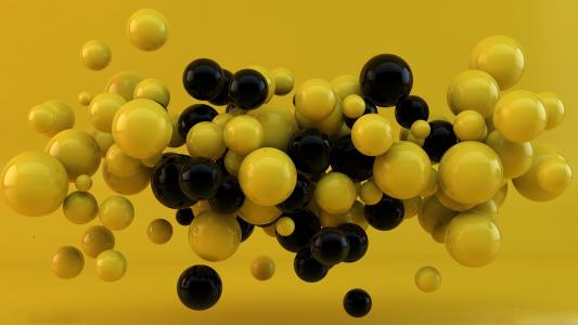 黄色和黑色的球Mac壁纸