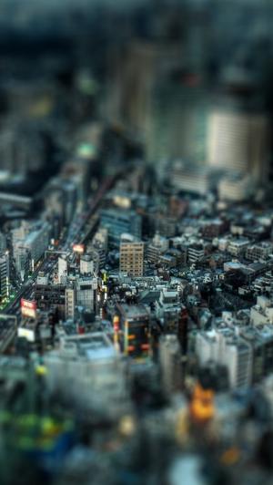 东京倾斜转移微型城市景观iPhone 5壁纸