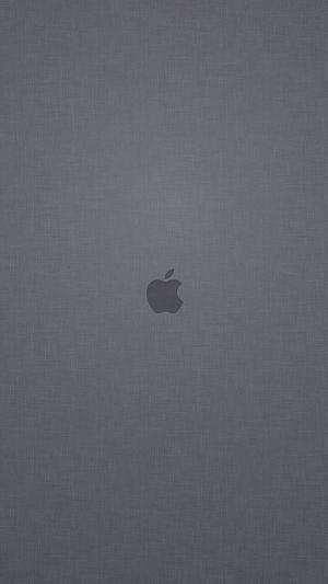 苹果徽标灰色亚麻纹理背景iPhone 6壁纸