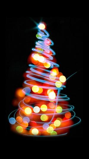 发光的灯圣诞树图iPhone 5的壁纸
