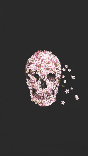 花的力量头骨粉红色的花瓣iPhone 5壁纸