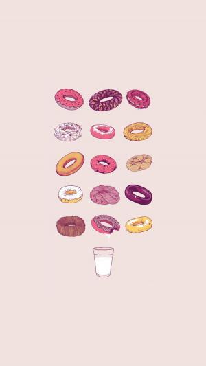 美味的甜甜圈牛奶玻璃图iPhone 6的壁纸
