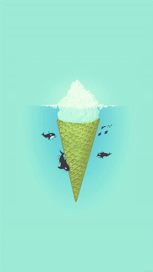 冰淇淋，冰山，鲸鱼，盘旋，插图，iPhone 6，壁纸
