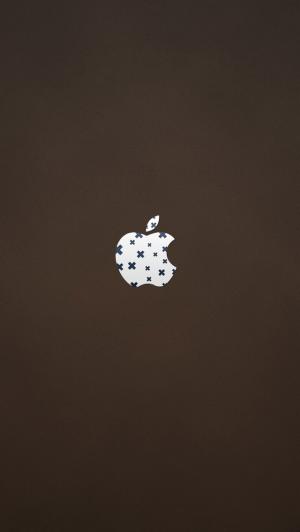X模式苹果商标在皮革iPhone 5墙纸