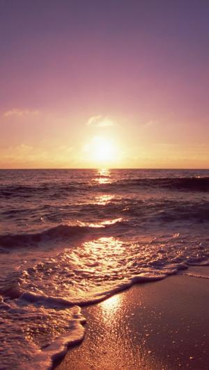 海洋日落泡沫波iPhone 5的壁纸