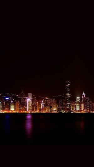 香港城市夜晚的天际线iPhone 6壁纸