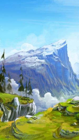 山风景绘画iPhone 5壁纸