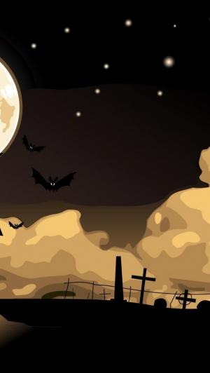 万圣节之夜公墓蝙蝠iPhone 5壁纸