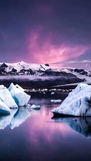 格陵兰岛冰山融化紫色日出iPhone 5壁纸