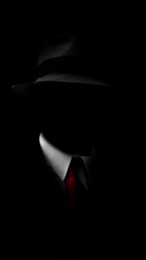 影子人黑色西装帽子红色领带iPhone 6 Plus高清壁纸