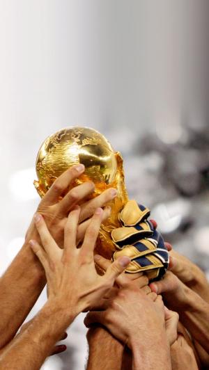 世界杯奖杯手庆祝iPhone 5壁纸