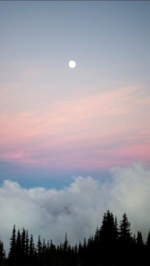 月亮在森林谷云彩iPhone 5墙纸