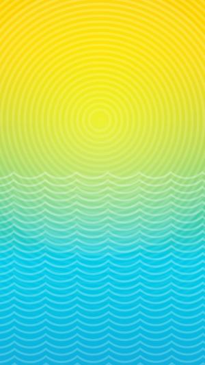 太阳和海洋线插图iPhone 6壁纸