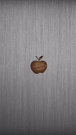 木苹果金属背景iPhone 6壁纸