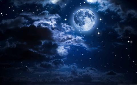 美丽的月亮在天空的Mac壁纸
