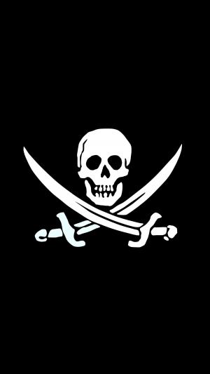 海盗旗海盗头骨黑色和白色iPhone 6加高清壁纸