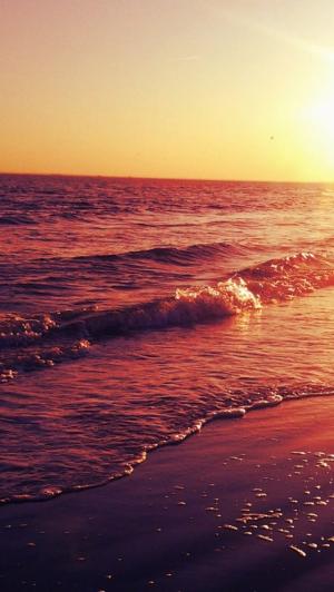 海洋日落金岸波iPhone 5的壁纸