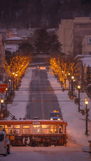 日本街头的浪漫雪夜