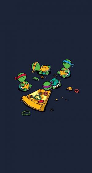 忍者神龟忍者神龟吃披萨iPhone 5壁纸