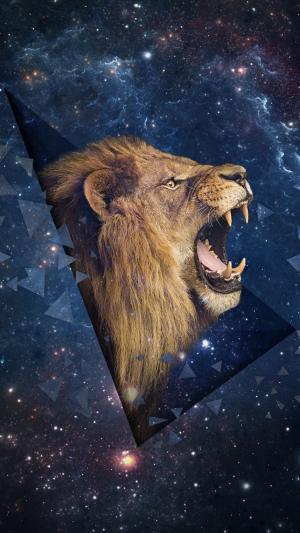 咆哮的狮子空间背景iPhone 6壁纸