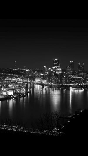 匹兹堡天际线湖城夜iPhone 6 +高清壁纸
